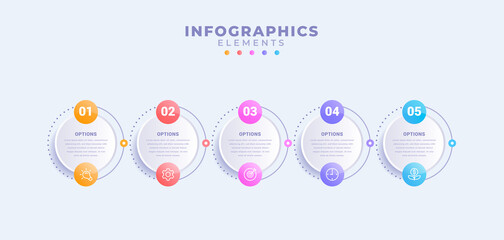 Business infographic template with five options