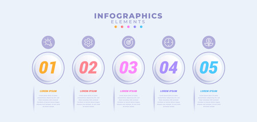 Business infographic template with five options
