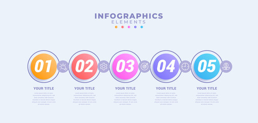 Business infographic template with five options