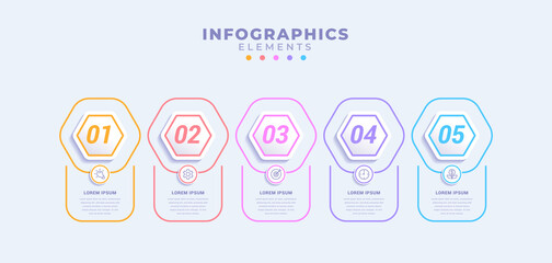 Business infographic template with five options