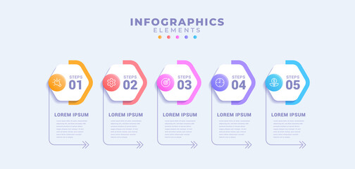 Business infographic template with five options