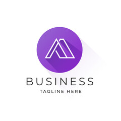 Minimalist letter A monogram style logo design template with circle shape style