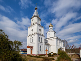 Fototapeta na wymiar Old ancient St. Nicholas Church in Logoisk, Minsk region, Belarus.
