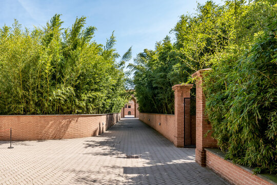 The entrance to the labyrinth of the Masone (Labirinto della Masone) in Fontanellato, Parma, Italy