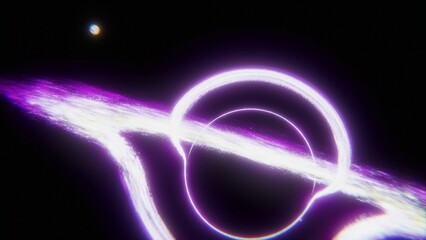 Black Hole in Space Violet Background