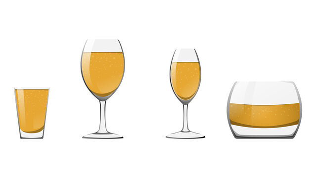 Alcohol serving glass vector object set on white background.