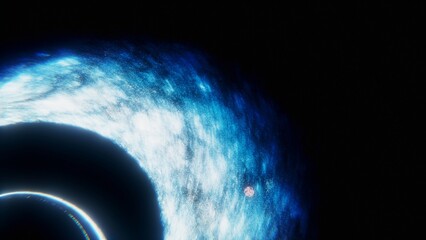 Stars and material falls into a blue black hole