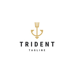 Luxury trident line art logo icon design template