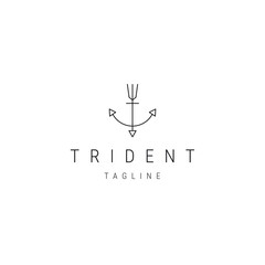 Luxury trident line art logo icon design template