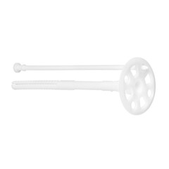 Plastic dowel for construction work and repairs on a white isolated background.