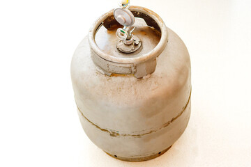 In this photo illustration the cylinder of liquefied petroleum gas (LPG), composed of propane and...