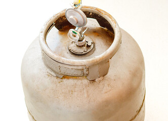 In this photo illustration the cylinder of liquefied petroleum gas (LPG), composed of propane and...