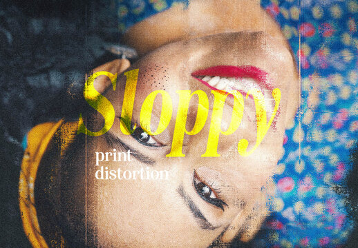 Print Distortion Flaw Photo Effect Mockup