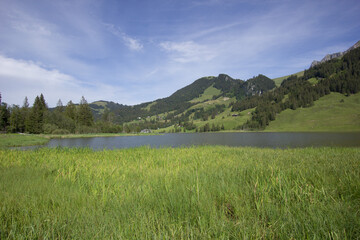 Schwarzsee (black lake) in the canton of Fribourg in Switzerland