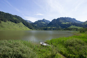 Black lake (Schwarzsee) in the canton of Fribourg in Switzerland