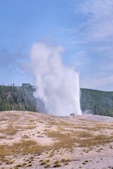 Old Faithful Eruption Portrait shot, Yellowstone