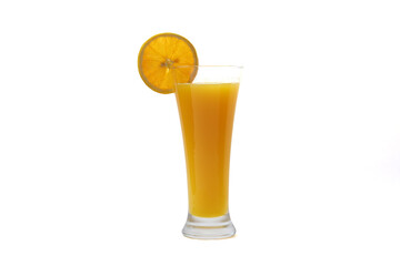 Glass of healthy orange juice.Isolated on white background.