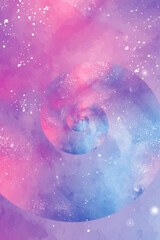 Fototapeta premium Tie dye background with blue and pink spyral - watercolor graphic design.