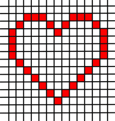 Heart pattern of painted cells on lined paper	