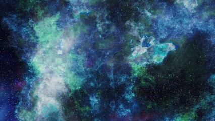 Blue and green Stars, planets and galaxy in a free space