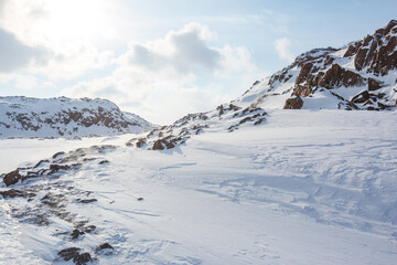 Winter landscape near Teriberka. Russia