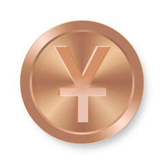 Bronze coin of Chinese yuan yen symbol Concept of internet currency