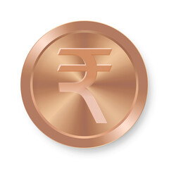 Bronze coin of Indian rupee Concept of internet currency