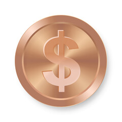 Bronze dollar coin Concept of web internet currency