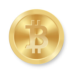 Gold coin of bitcoin Concept of web internet cryptocurrency