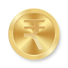 Gold coin of Indian rupee Concept of internet currency