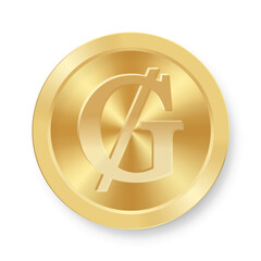 Gold Guarani coin Concept of internet web currency