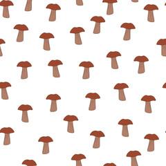 Seamless pattern with mushrooms. Background of forest autumn vegetable in doodle style.