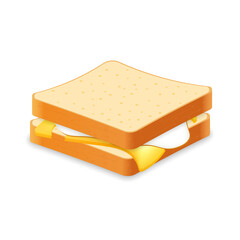 Sandwich from fresh bread with fried egg and cheese Illustration of fast food meal