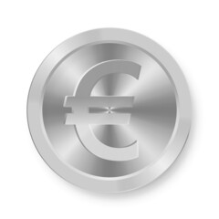 Silver coin of euro Concept of web internet currency
