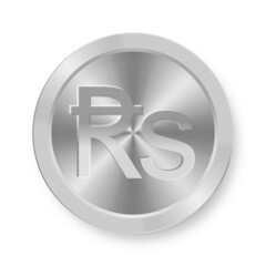 Silver coin of rupee Concept of internet web currency