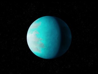 Amazing super-earth, realistic exoplanet, alien rocky planet, twin Earth in space, beautiful distant world. 