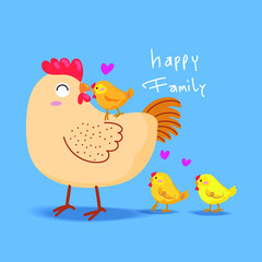 A set of rooster,hen,little chicken icon character poultry farm animal vector illustration