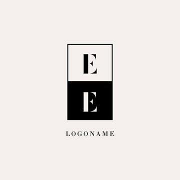 Initials EE square line negative space logo design ideas