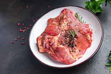 raw meat steak pork fresh beef meal food snack on the table copy space food background 