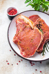 raw meat steak pork fresh beef meal food snack on the table copy space food background 