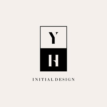 Initials YH square line negative space logo design ideas