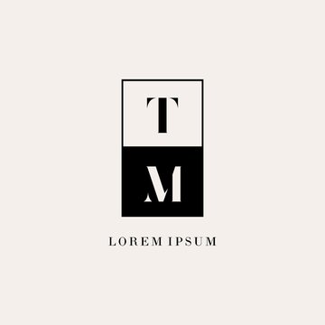 Initials TM square line negative space logo design ideas
