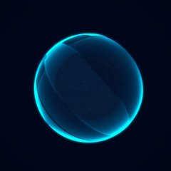 Sci-fi sphere with particles and lines. Concept network connection. Frame sphere. Abstract technology background. 3d rendering.