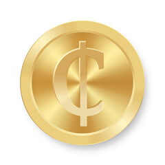 Gold Cedi coin Concept of internet web currency