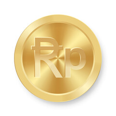 Gold coin of Indonesian rupee Concept of internet currency