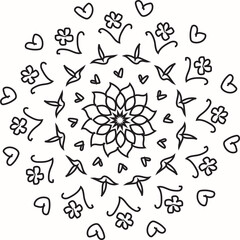 Mandala art with flower and heart