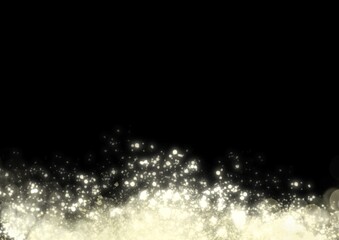 gold bokeh background. pastel yellow Christmas background sparkling and twinkling light. copy space for seasonal greeting. Unfocused abstract white glitter background