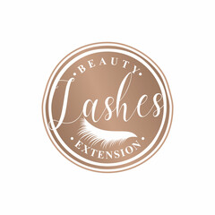 Eyelash extension logo design vector template