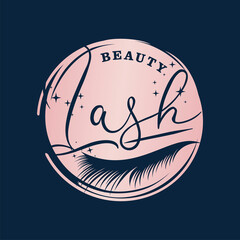 Eyelash extension logo design vector template
