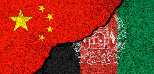 China and Afghanistan. Flags background. Concept of politics, economy, culture and conflicts, war....